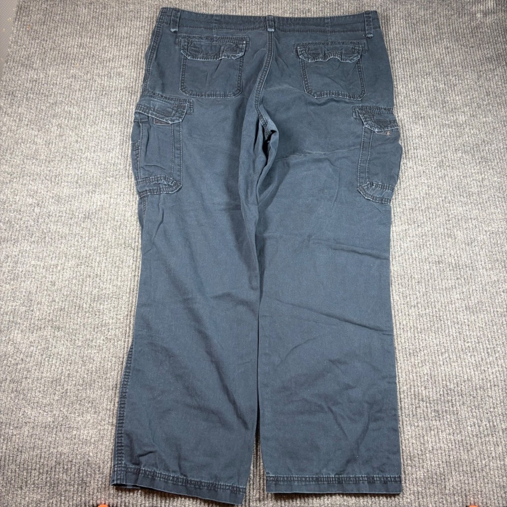 Unionbay Pants Men's 42x32 Cargo Blue Cotton Relaxed Fit Straight Leg Workwear